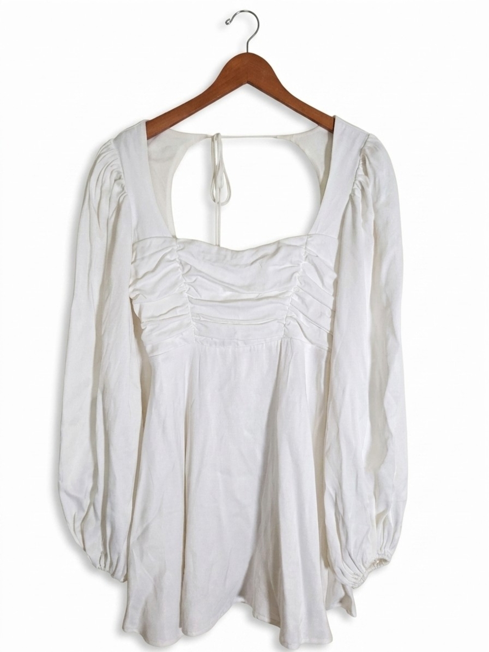 For Love And Lemons Beatrice White Ruffled Tie-Back Mini Dress